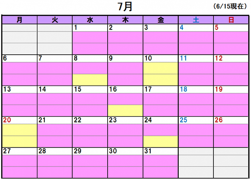 2026年6月のスケジュールです。